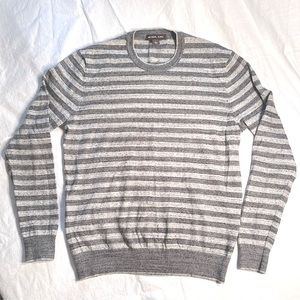 Micheal Kors Crewneck - gray striped sweater - 85% cotton, 15% wool